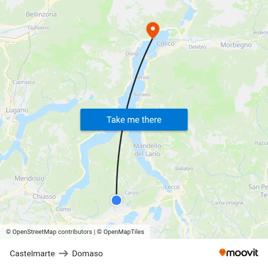 Castelmarte to Domaso map