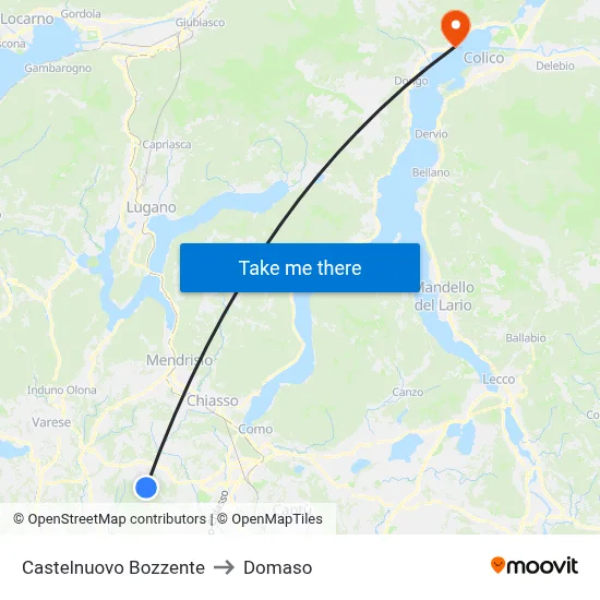 Castelnuovo Bozzente to Domaso map