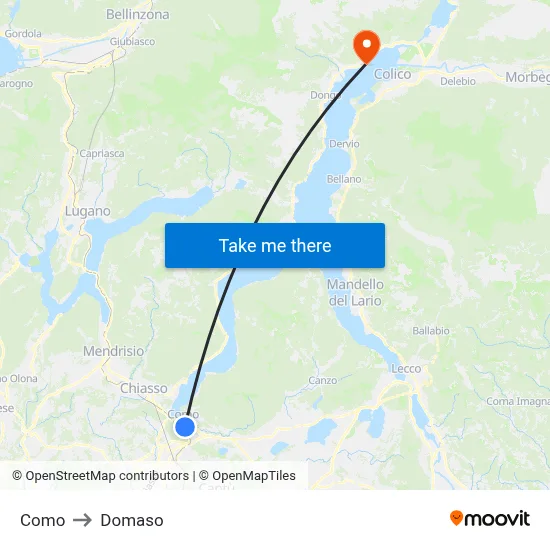 Como to Domaso map