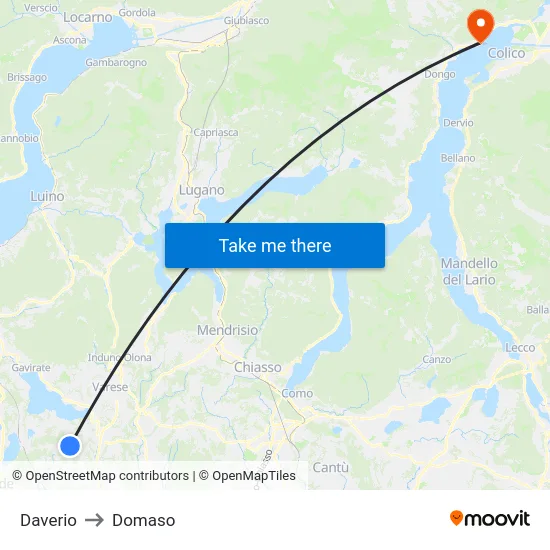 Daverio to Domaso map