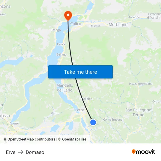 Erve to Domaso map