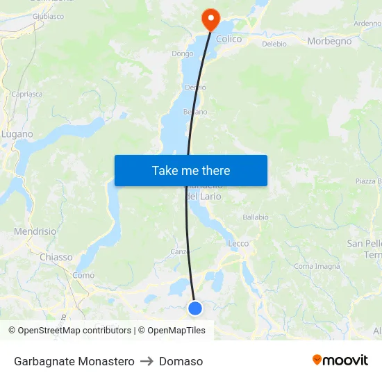 Garbagnate Monastero to Domaso map