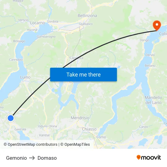 Gemonio to Domaso map