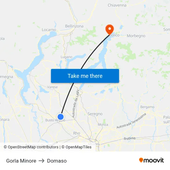 Gorla Minore to Domaso map