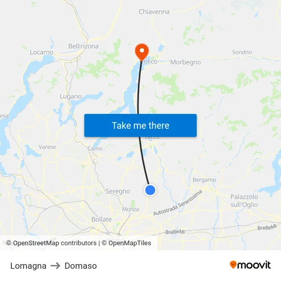 Lomagna to Domaso map