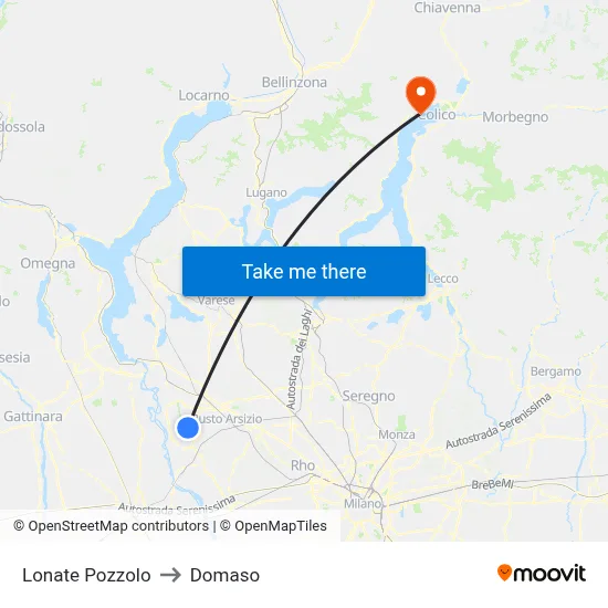 Lonate Pozzolo to Domaso map