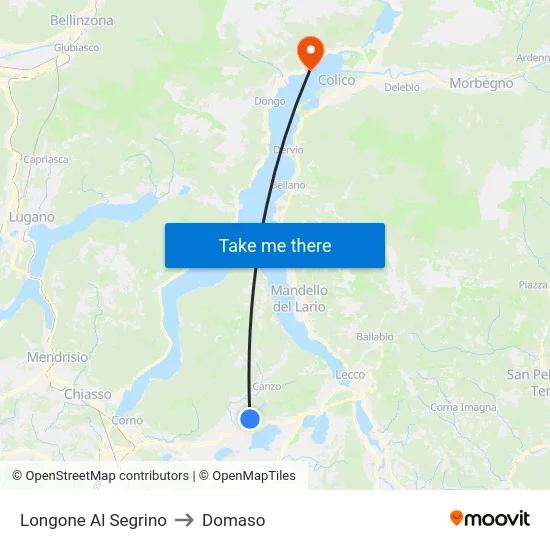 Longone Al Segrino to Domaso map