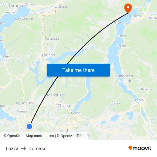 Lozza to Domaso map