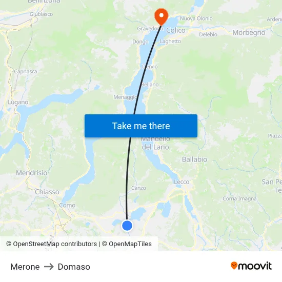Merone to Domaso map