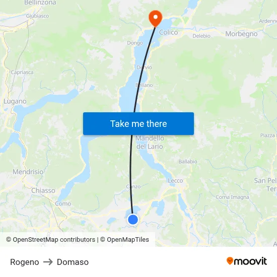 Rogeno to Domaso map