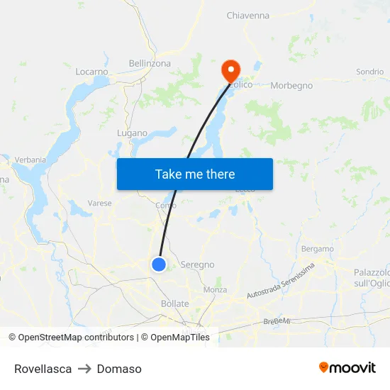 Rovellasca to Domaso map