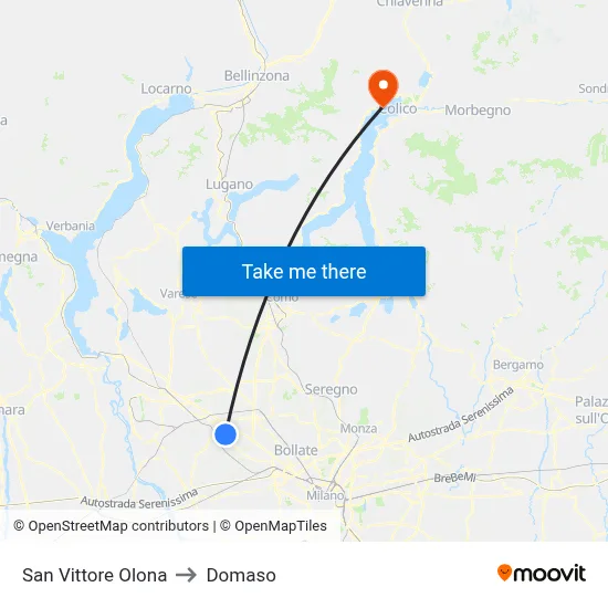 San Vittore Olona to Domaso map