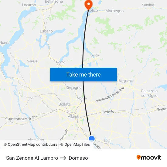 San Zenone Al Lambro to Domaso map