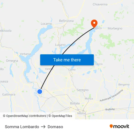 Somma Lombardo to Domaso map