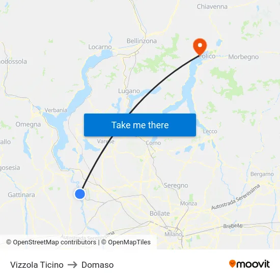 Vizzola Ticino to Domaso map