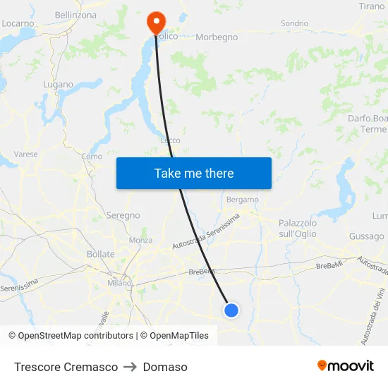 Trescore Cremasco to Domaso map