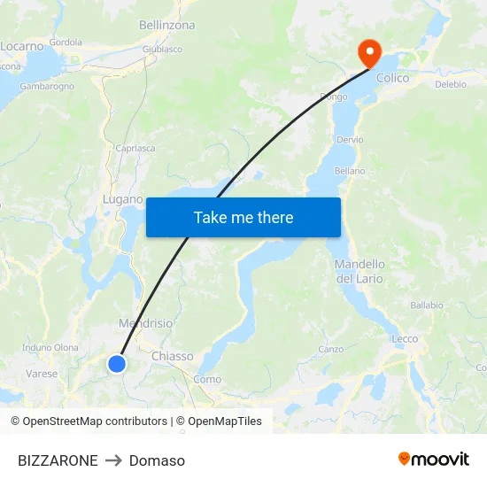 BIZZARONE to Domaso map