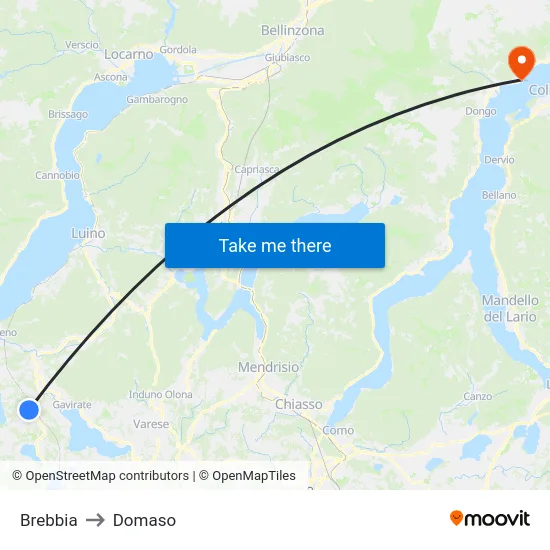 Brebbia to Domaso map