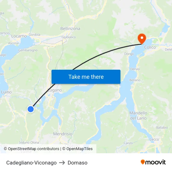 Cadegliano-Viconago to Domaso map
