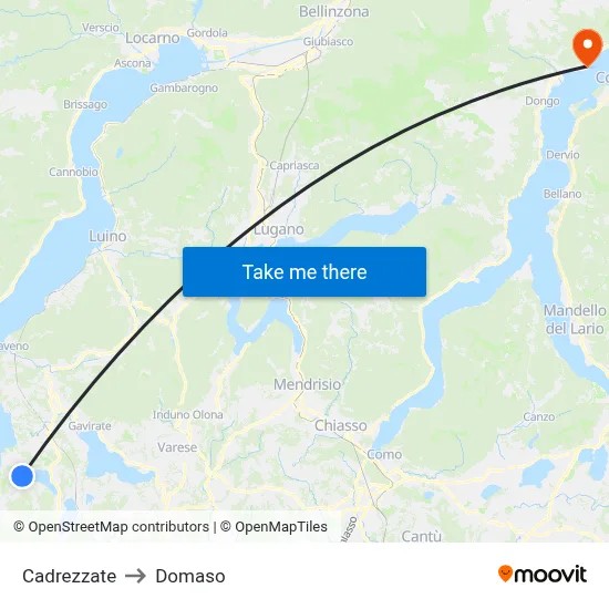 Cadrezzate to Domaso map