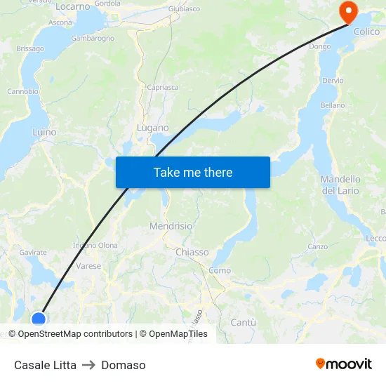 Casale Litta to Domaso map