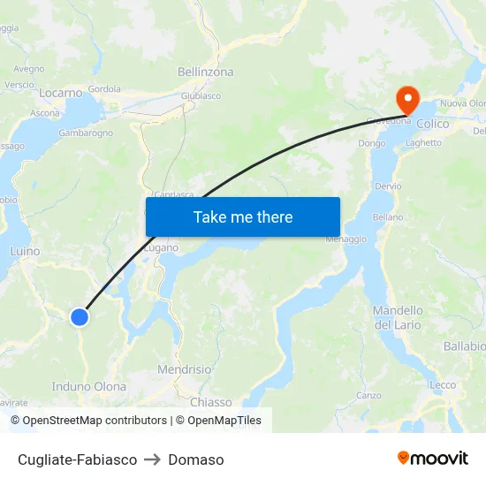 Cugliate-Fabiasco to Domaso map