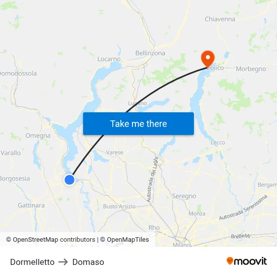 Dormelletto to Domaso map