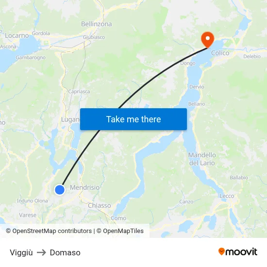 Viggiù to Domaso map