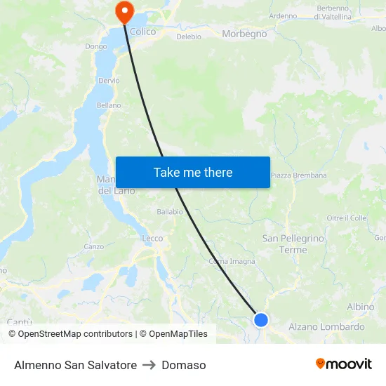 Almenno San Salvatore to Domaso map