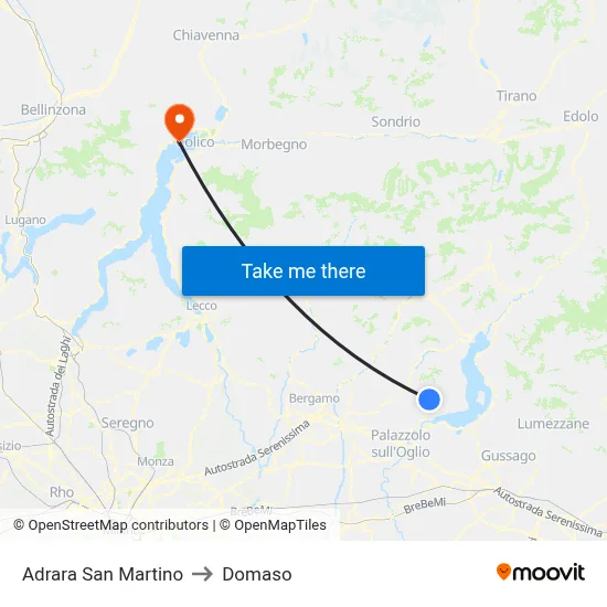 Adrara San Martino to Domaso map