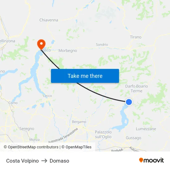 Costa Volpino to Domaso map