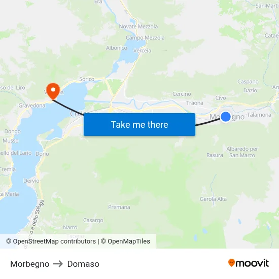 Morbegno to Domaso map