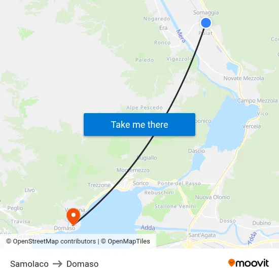 Samolaco to Domaso map