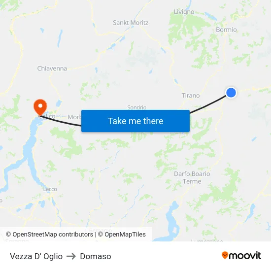 Vezza D' Oglio to Domaso map