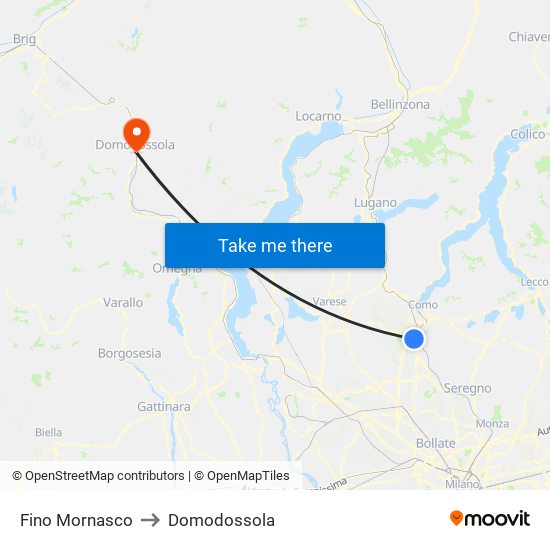 Fino Mornasco to Domodossola map