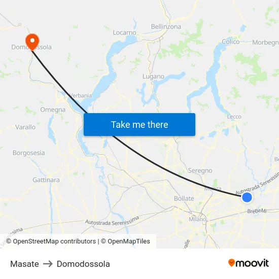 Masate to Domodossola map