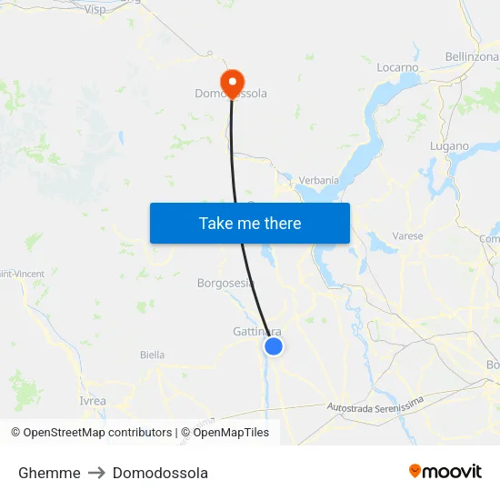 Ghemme to Domodossola map