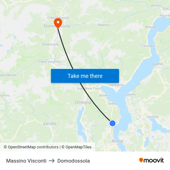 Massino Visconti to Domodossola map