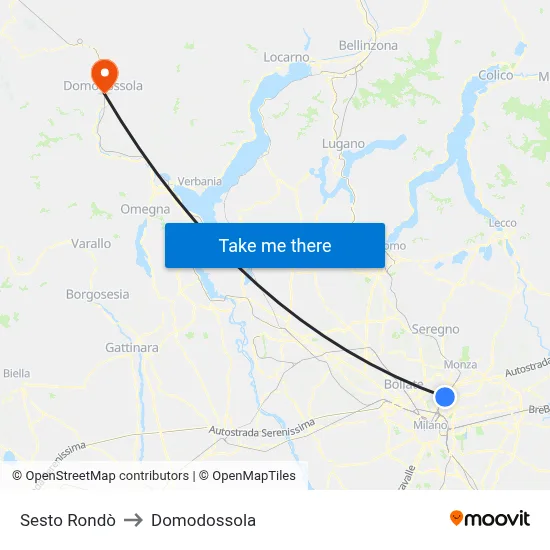 Sesto Rondò to Domodossola map