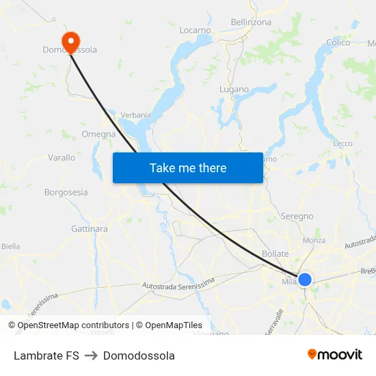 Lambrate Station to Domodossola map