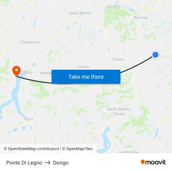 Ponte Di Legno to Dongo map