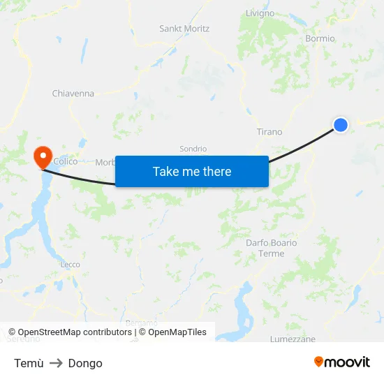 Temù to Dongo map