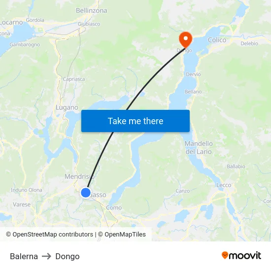 Balerna to Dongo map