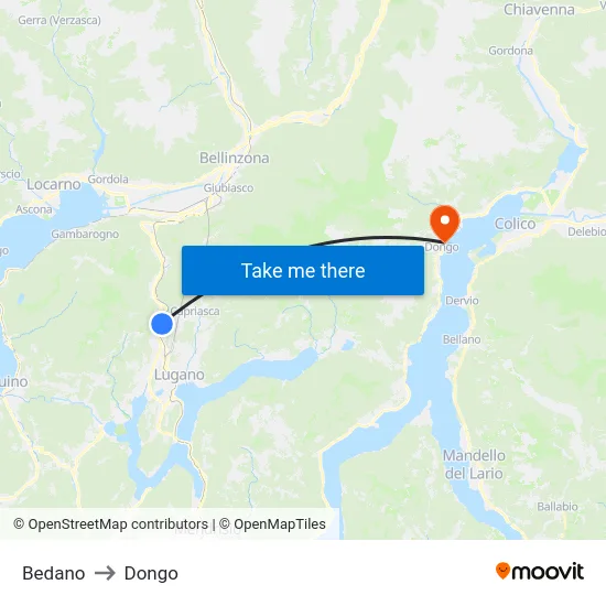 Bedano to Dongo map