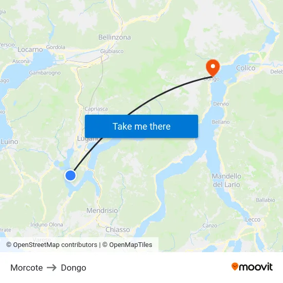 Morcote to Dongo map