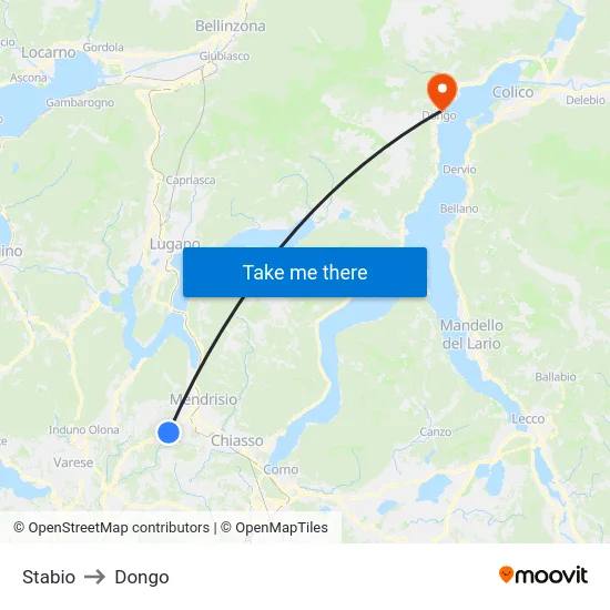 Stabio to Dongo map