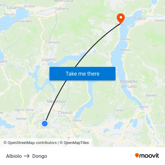 Albiolo to Dongo map
