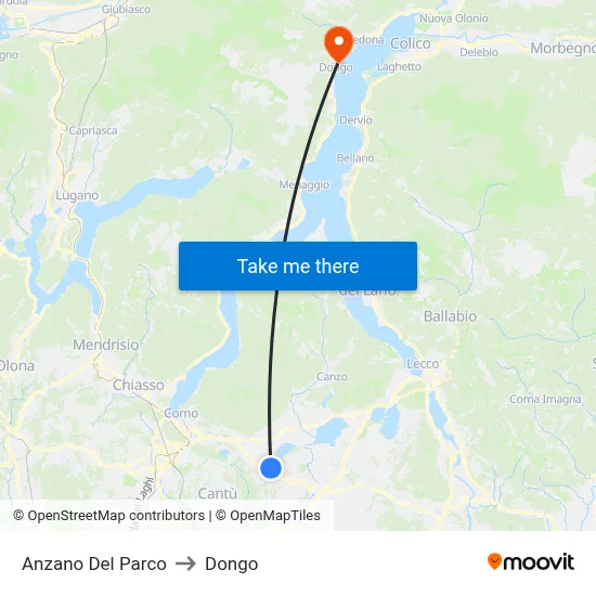 Anzano Del Parco to Dongo map