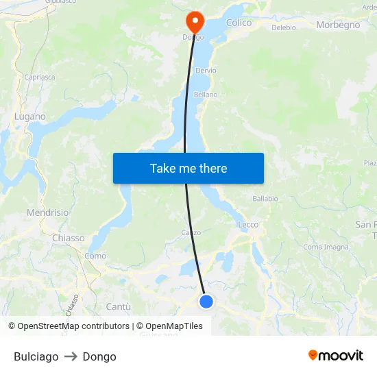 Bulciago to Dongo map