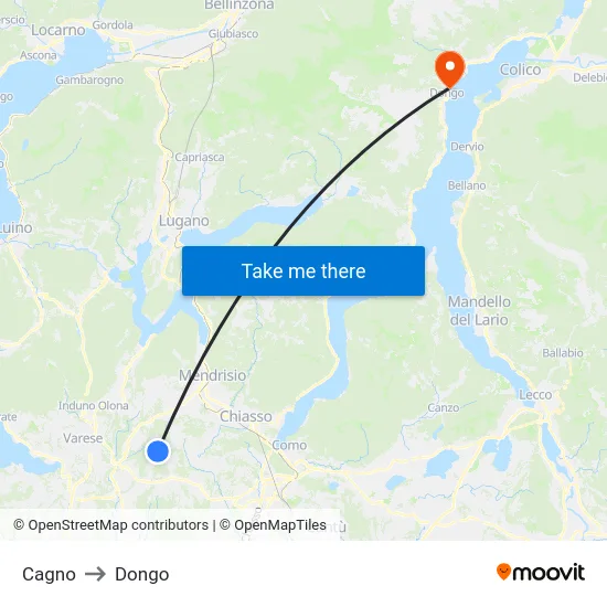 Cagno to Dongo map